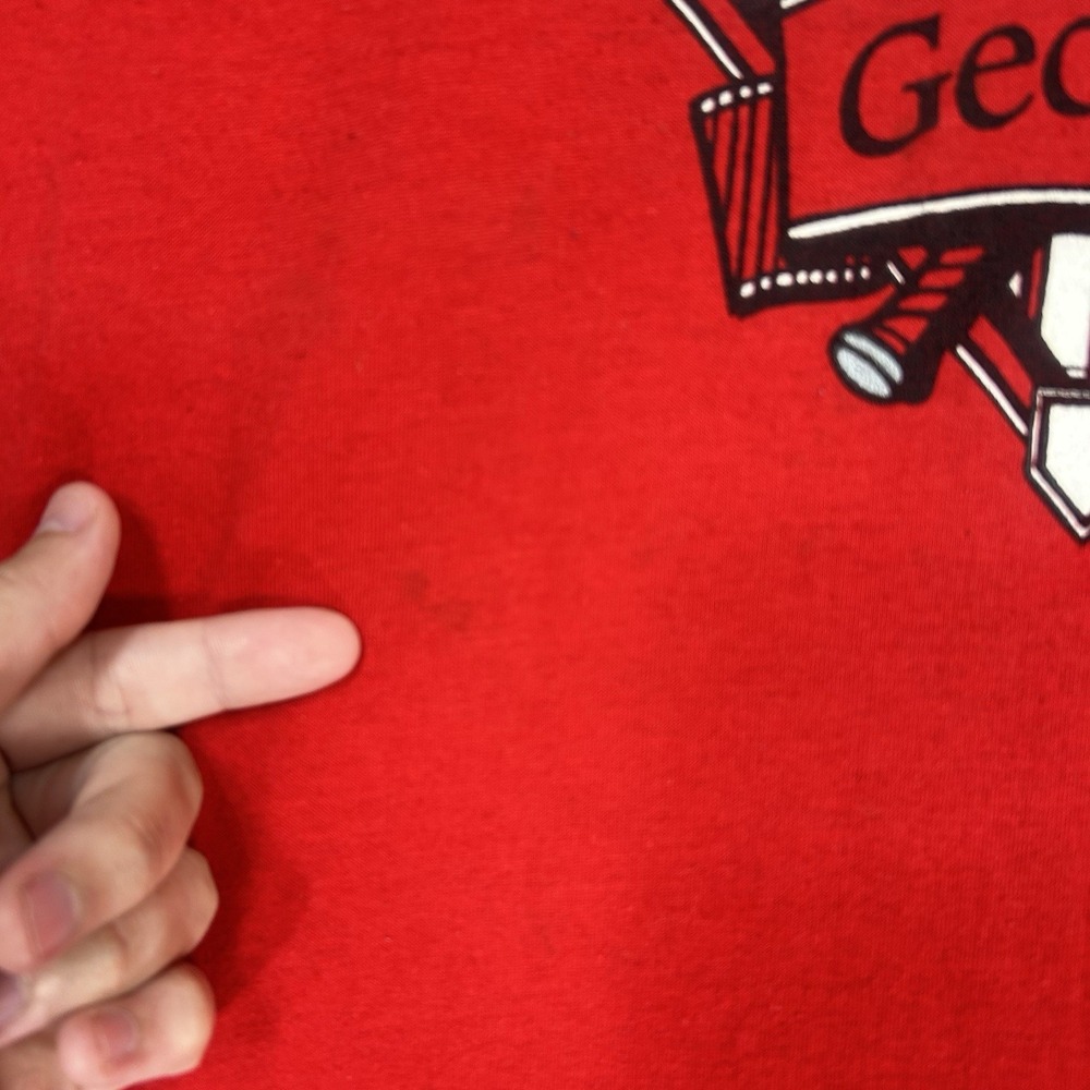 VTG Georgia Bulldogs Shirt Mens S (tag M) Red 1990 Baseball National Champions - Picture 5 of 13